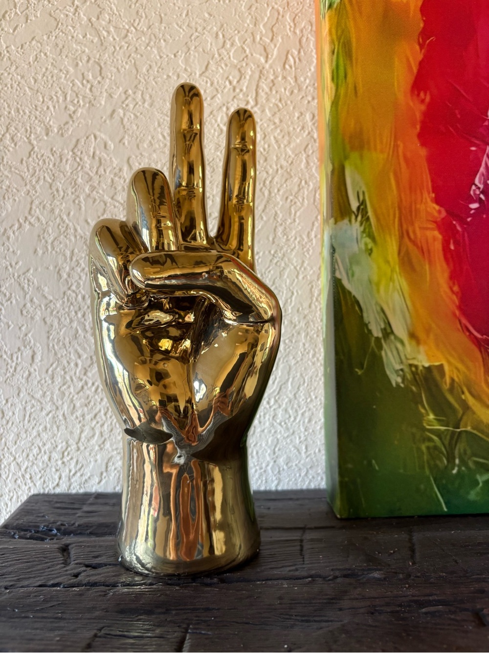 Gold Ceramic Hand Sculpture - Decorative Home Art